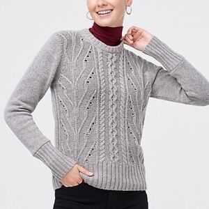 J. Crew cozy gray pointelle cable pull over